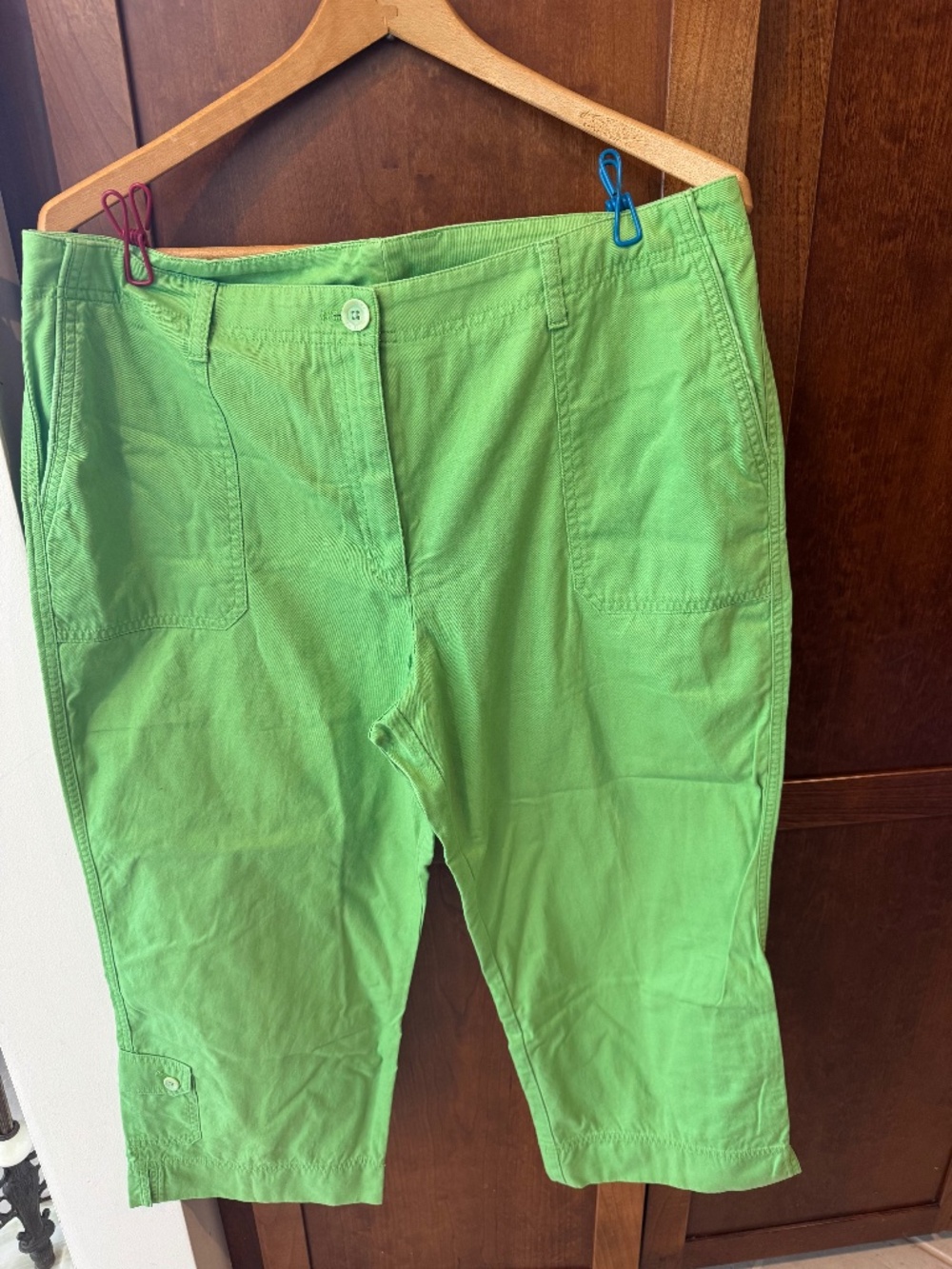 Jones New York Signature Capri  Womens Light Green Pants Size 14